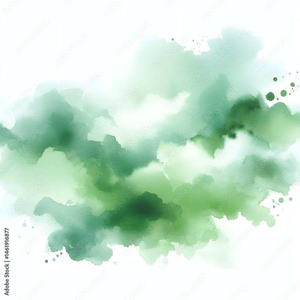 Obraz premium Abstract Green Watercolor Splash: The image showcases an abstract watercolor splash in various shades of green, evoking a sense of freshness and natural beauty.