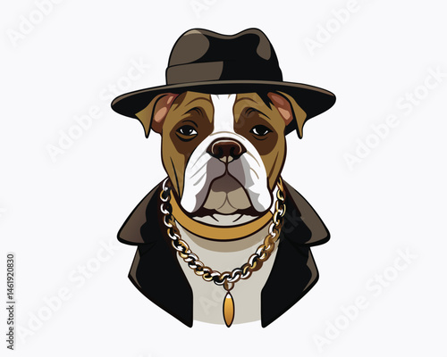bulldog wear hats and accessories hand drawn