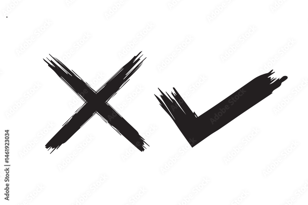 Fototapeta premium Check mark and cross signs