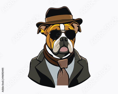 bulldog wear hats and accessories hand drawn