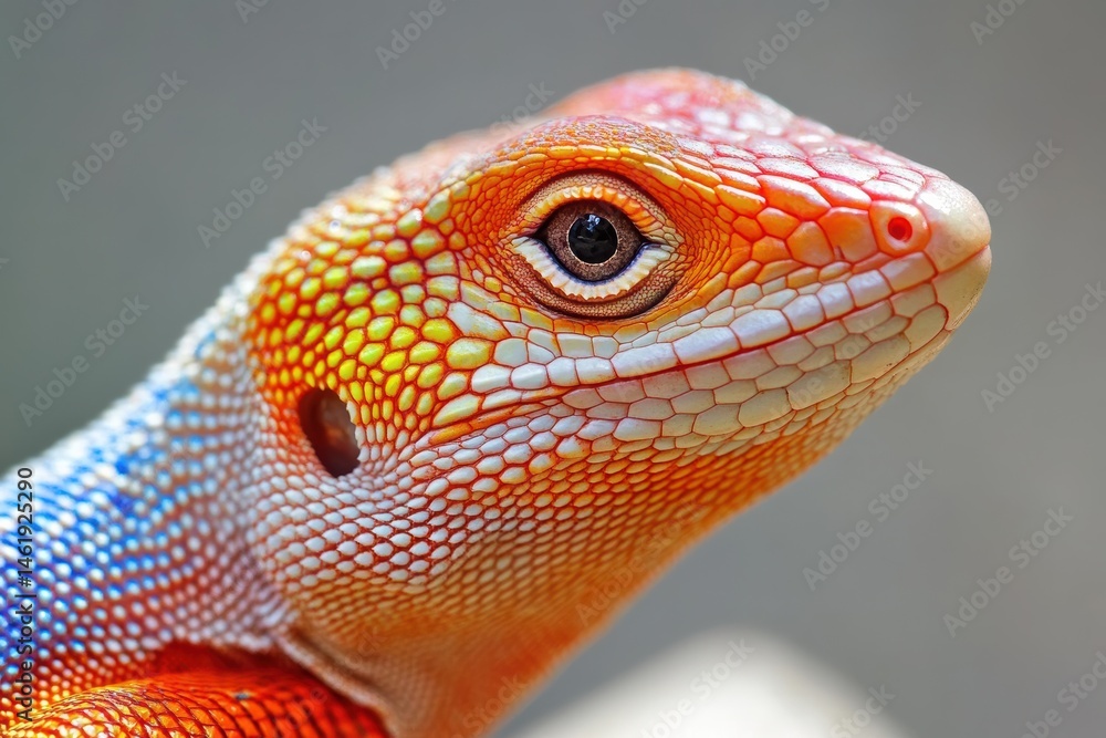 Close-up of a vibrant lizard displaying intricate patterns and vivid colors in natural surroundings Close-up of a vibrant lizard displaying intricate patterns and vivid colors in natural surroundings