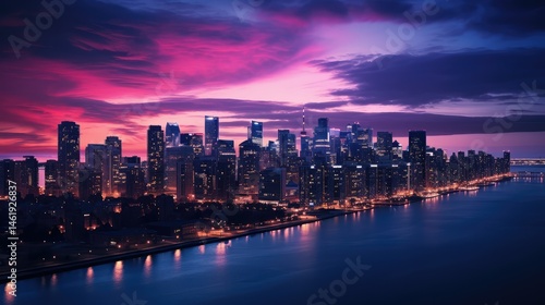 Wallpaper Mural skyscrapers purple blue light Torontodigital.ca