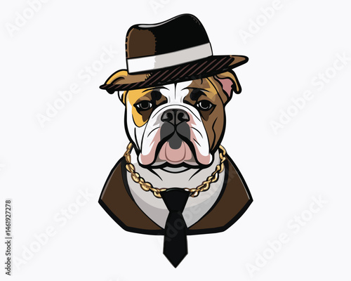 bulldog wear hats and accessories hand drawn
