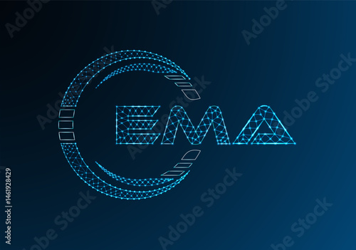 EMA low poly letter logo vector design. EMA lower poly logo design. Low poly logo.