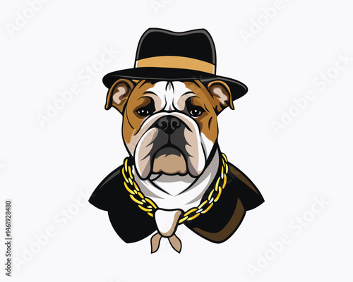 bulldog wear hats and accessories hand drawn