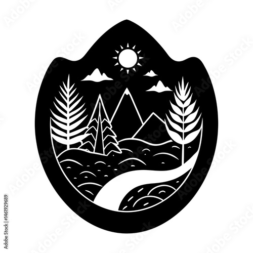Nature-Themed Brooch silhouette vector