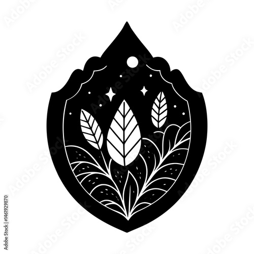Nature-Themed Brooch silhouette vector