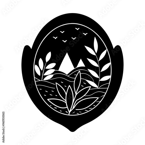 Nature-Themed Brooch silhouette vector