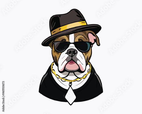 bulldog wear hats and accessories hand drawn