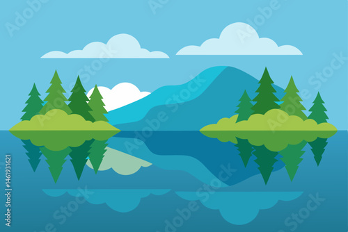 landscape with mountains and trees
