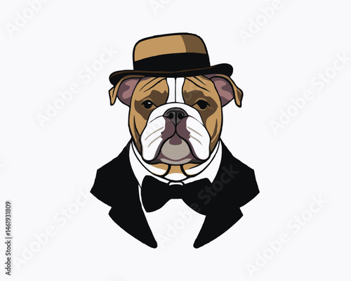 bulldog wear hats and accessories hand drawn