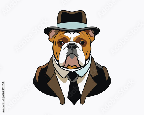 bulldog wear hats and accessories hand drawn