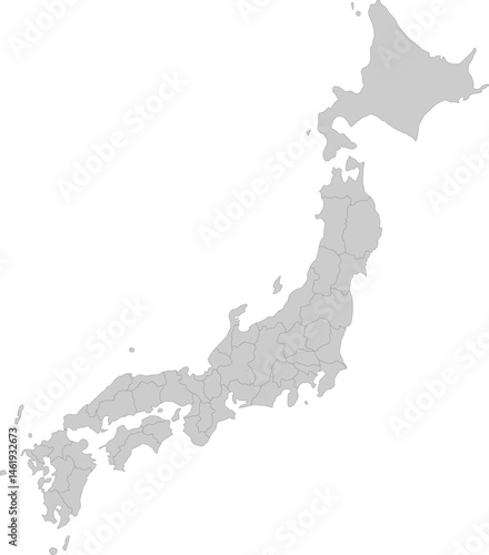Map of Japan with Prefecture Borders 