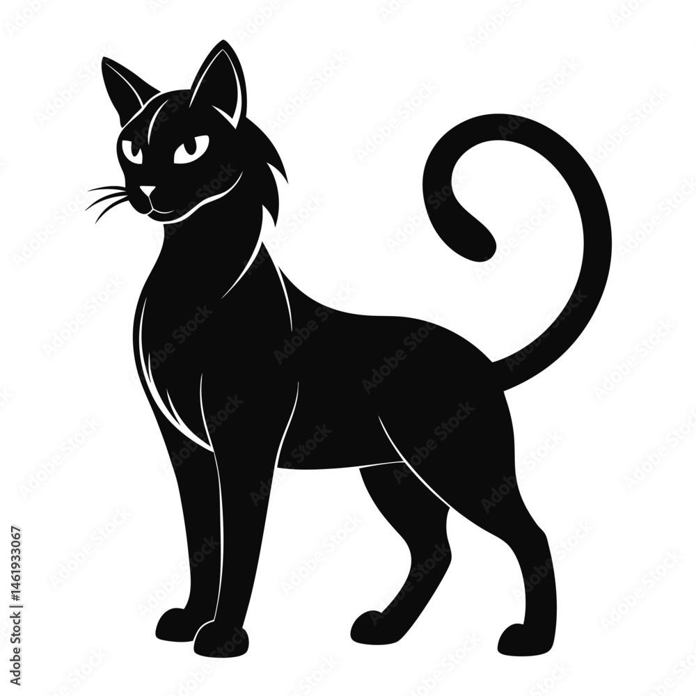 Obraz premium Cat shilhotee vector on white background