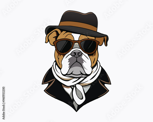 bulldog wear hats and accessories hand drawn
