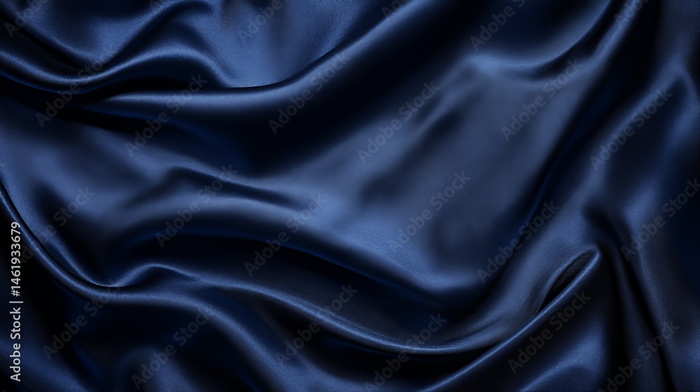 Deep Blue Silk Draped Luxuriously Soft Fabric Deep Blue Silk Draped Luxuriously Soft Fabric