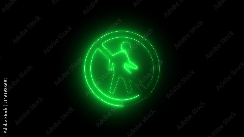 Signs icon animation by green color neon on black background. Signs icon animation by green color neon on black background.