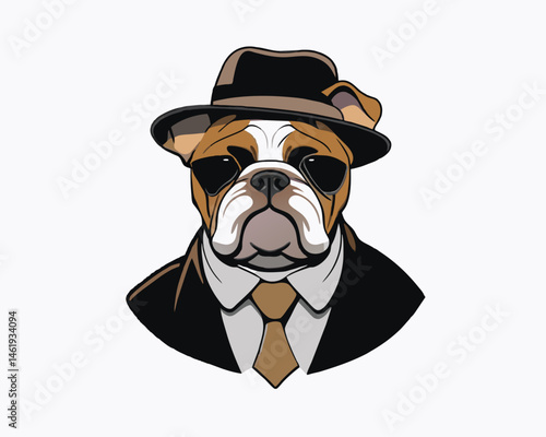 bulldog wear hats and accessories hand drawn