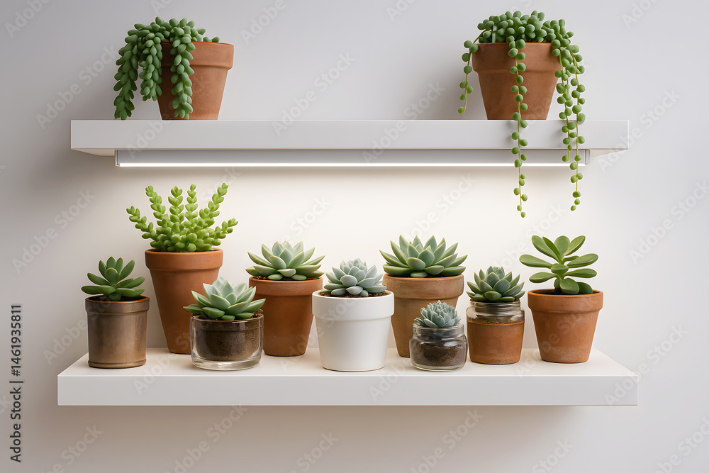 Succulent Shelf Garden under LED Grow Light Succulent Shelf Garden under LED Grow Light