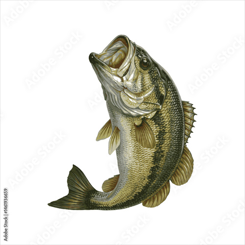 Striped Bass Vector – Realistic Lake Predator Fish Art