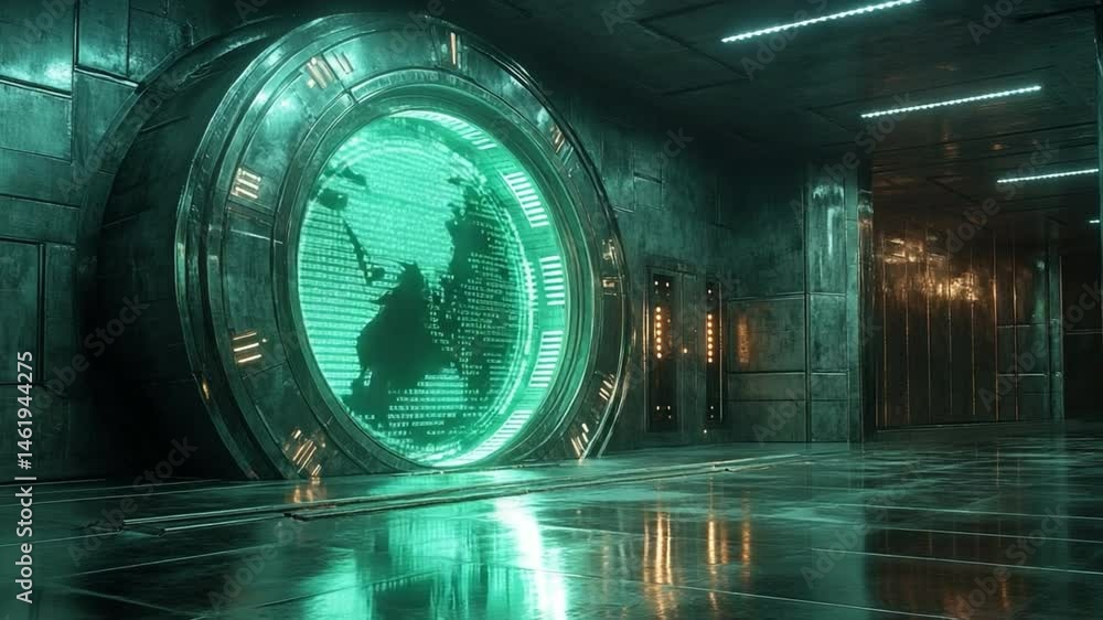 Time Machine: Futuristic scene of a time machine with a world map ...