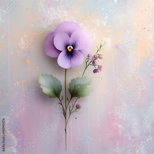 pansy with watercolor wash pattern,