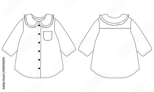 baby girls long sleeve  denim shirt for vector illustration design