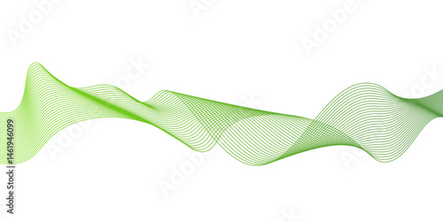 Modern abstract green wave liquid lines background.dots on a whit clean and fresh background,Frequency sound wave lines and technology curve lines,green wave lines frame,	
