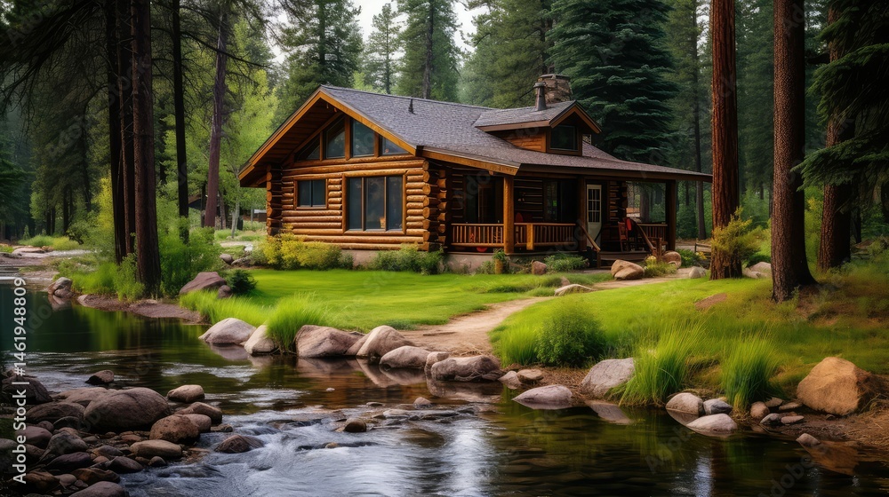 Obraz premium cozy log wood