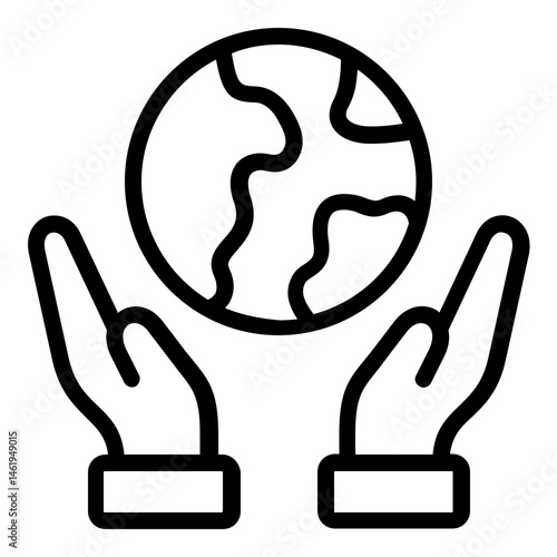 earth hand icon line