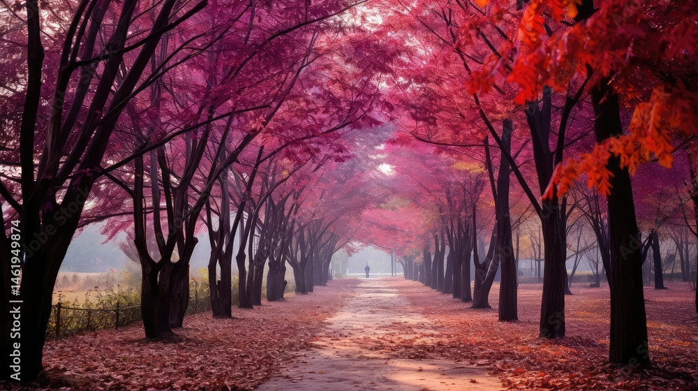 pathway fall leaves purple pathway fall leaves purple