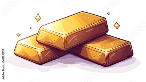 Three gold bars stacked on top of each other