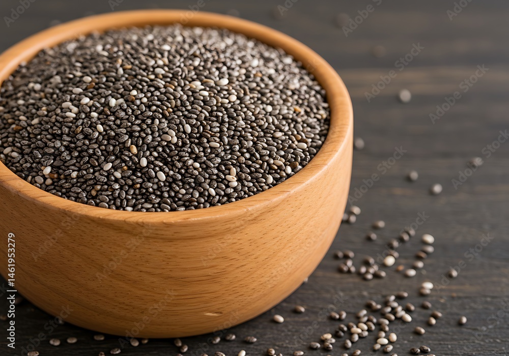 Healthy Organic Chia Seeds in Wooden Bowl Natural Food Diet Plant Grain Image Eating Recipe Dietary Healthy Organic Chia Seeds in Wooden Bowl Natural Food Diet Plant Grain Image Eating Recipe Dietary