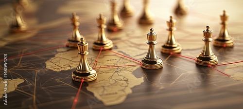 A strategic chess game overlaying a map of Africa, symbolizing global connections and tactics.