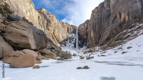 Wallpaper Mural Frozen waterfall cascading through a snowy mountain canyon Torontodigital.ca
