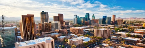 overhead photo of phoenix downtown skyline 