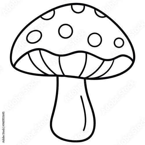 Mushroom vector Silhouette Line art illustration Monoline mushroom with continuous stroke