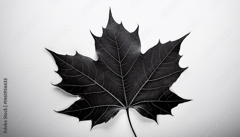 Fototapeta premium a black maple leaf against a white background