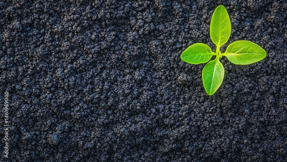 Naklejka premium Tiny sprout emerging from dark soil (1)
