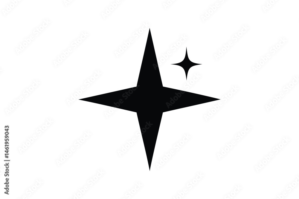 Shine and sparkle stars icon silhouette on white background Shine and sparkle stars icon silhouette on white background