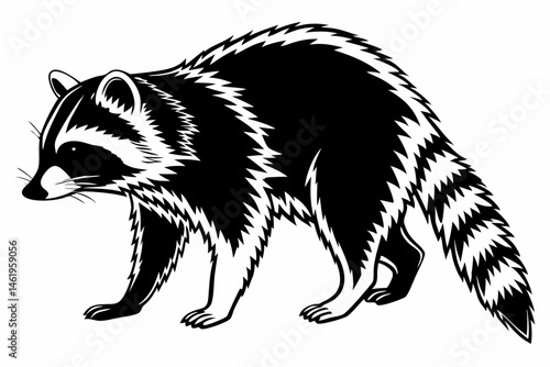 raccoon sihouette black vector