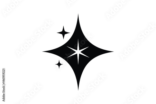 Shine and sparkle stars icon silhouette