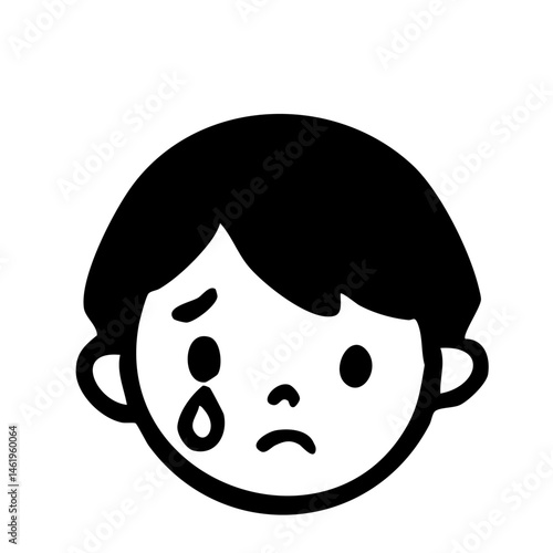 泣く男の子　涙をながす子供のイラスト　男子小学生