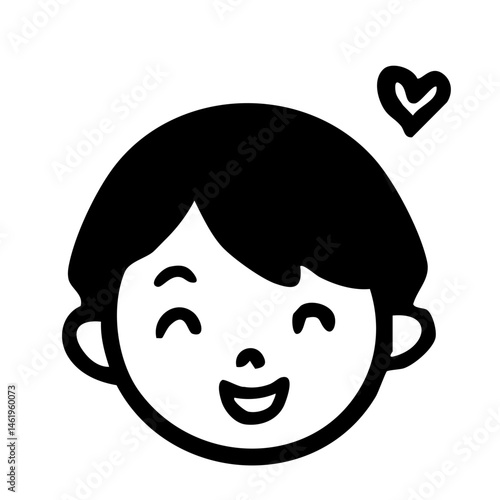 嬉しい男の子　喜ぶ笑顔　子供の顔のイラスト　男子小学生