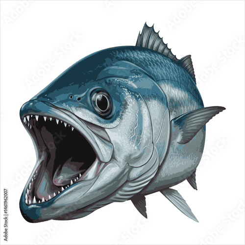 Aggressive Tuna Fish Vector – Open Mouth Ocean Predator