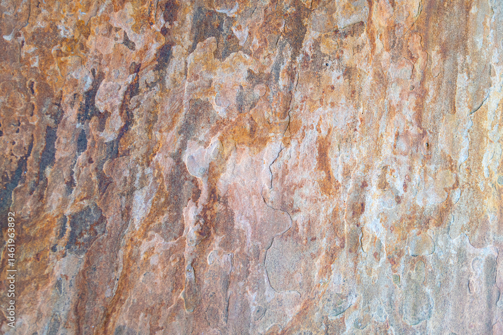 Fototapeta premium Orange old peeling rusty concrete slab. Background for design.