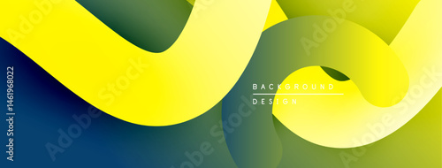 Abstract flowing shapes, vibrant yellow, green, blue gradients. Modern design element for backgrounds, presentations. Smooth curves create dynamic visual.