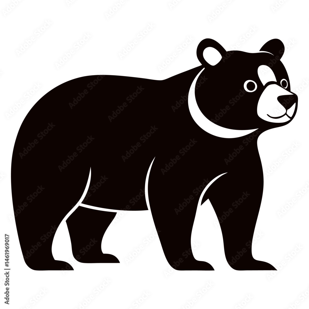 Fototapeta premium Retro Style American Black Bear Silhouette Vector for Vintage Posters