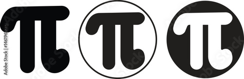 Pi icons set trendy flat styles. Standard design pi symbols for your banner, poster, templates, websites and apps. Archimedes' constant vectors graphic illustration isolated on transparent background.
