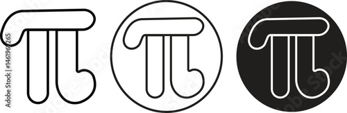 Pi icons set in outline styles. Standard design pi symbols for your banner, poster, templates, websites and apps. Archimedes' constant vectors graphic illustration isolated on transparent background.